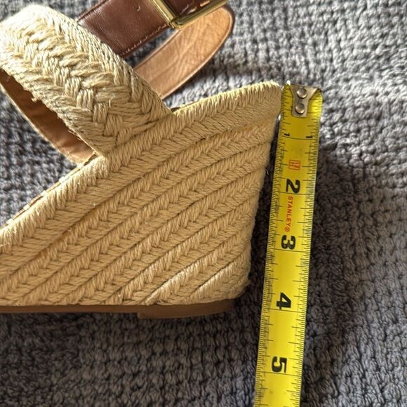Steve Madden Raffia Espadrille‎ Wedge Sandals Natural Tan Buckle Strap Size 9 - Picture 9 of 12
